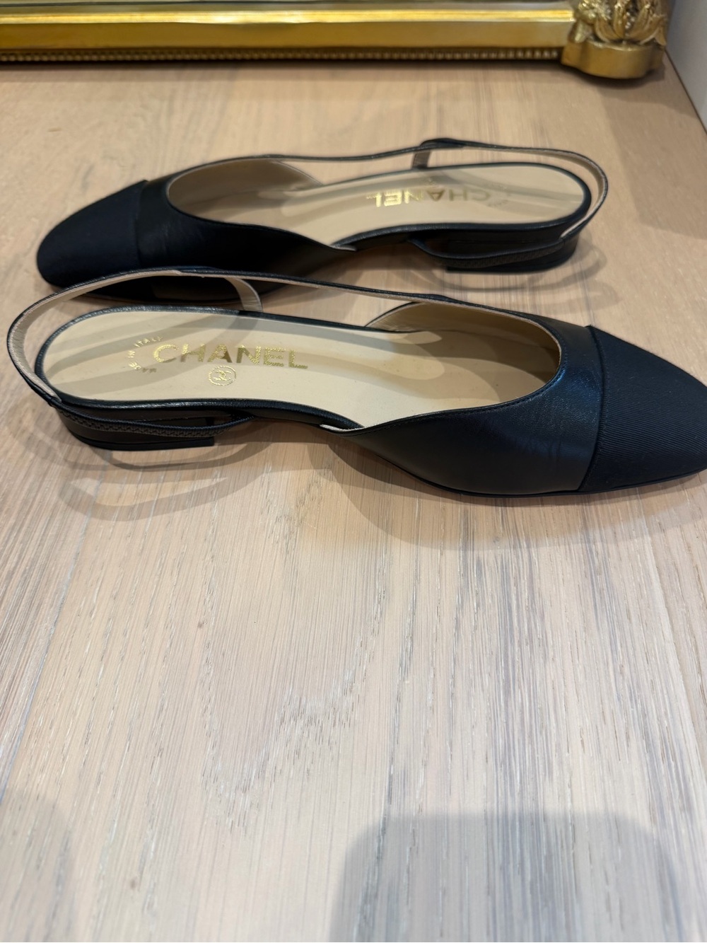 CHANEL Black Leather Slingback Flats - Picture 3 of 11